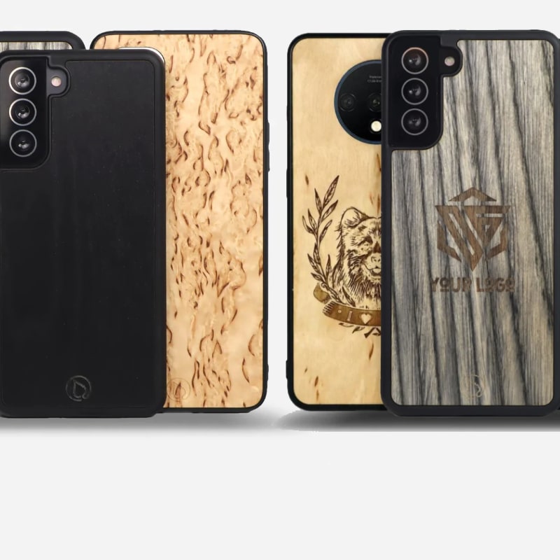 genuine real wooden phone cases with custom logo picture engraving puiset kuoret omalla logo kaiverrus kuva
