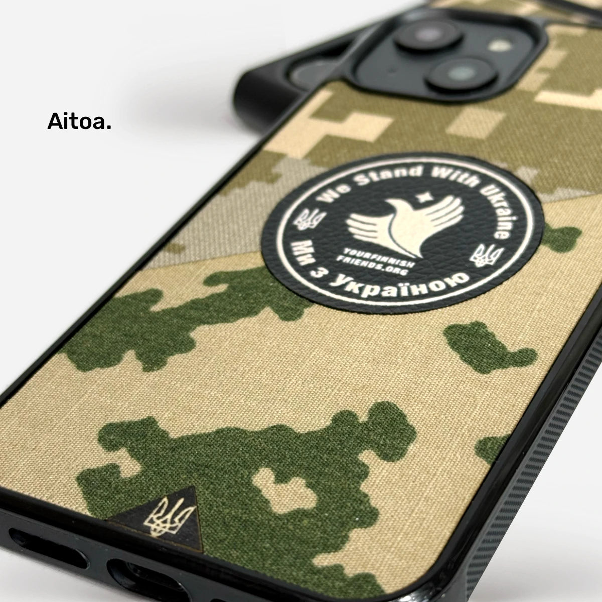 Lastu Ukraina-tuki puhelimen suojakuori MM14-maastokuviolla ja YFF-merkilla, MagSafe yhteensopiva Military Collection