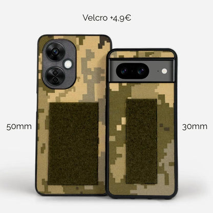 Aito ukrainalainen MM14-digikamokuori iPhonelle, Samsungille, OnePlusille ja Google Pixelille. Kaksi tarranauhaleveysvaihtoehtoa: 30mm ja 50mm. Kestävä ja tyylikäs suojakuori yksilöllisellä kamokuviolla. Tukee Ukrainaa. Lastu