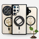 LUMI valkoiset puiset MagSafe kuoret kaiverruksella – Lastu