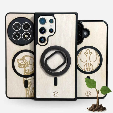 LUMI valkoiset puiset MagSafe kuoret kaiverruksella – Lastu