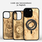 Lastu aidot visakoivuiset MagSafe-puhelimen kuoret iPhone-mallille omalla kaiverruksella