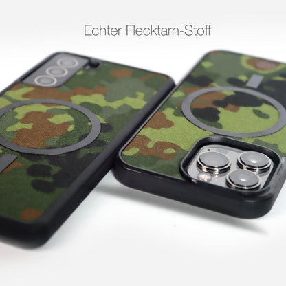 Aitoa saksalaista Flecktarn-kangasta käyttävät iPhone- ja Samsung-puhelinkotelot MagSafe-yhteensopivuudella. Kestävä ja suojaava design tarjoaa ainutlaatuisen maastokuvioinnin ja tarttumapinnan. Saatavilla myös OnePlus- ja Google Pixel -puhelimille. Lastu
