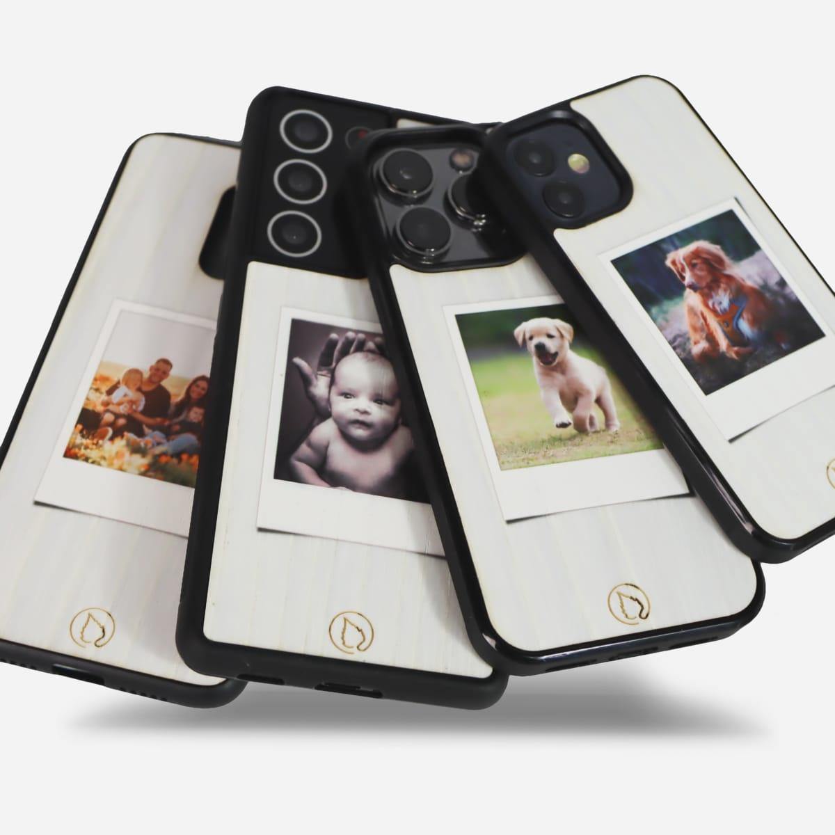 Polaroid tyyliset puhelimen kuoret, kotelo, omalla kuvalla.