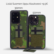 Puhelimen kuoret, Lastu kuoret, MagSafe kuoret, Kuoret omalla kuvalla, kotelot, suojakuoret - Suomen lippu maastokuosinen puhelinkotelo, 30mm ja 50mm vaihtoehtoina, tarrakiinnitys - Lastu AVADA